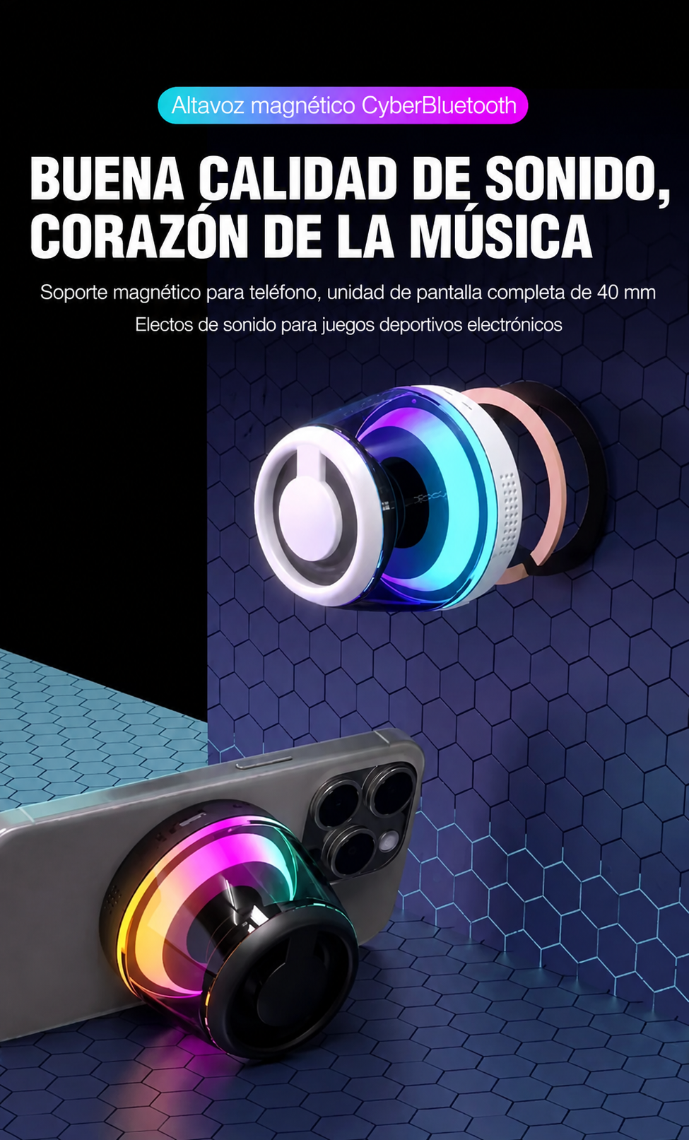 Parlante Gamer M2 iluminacion RGB sincronizada con musica