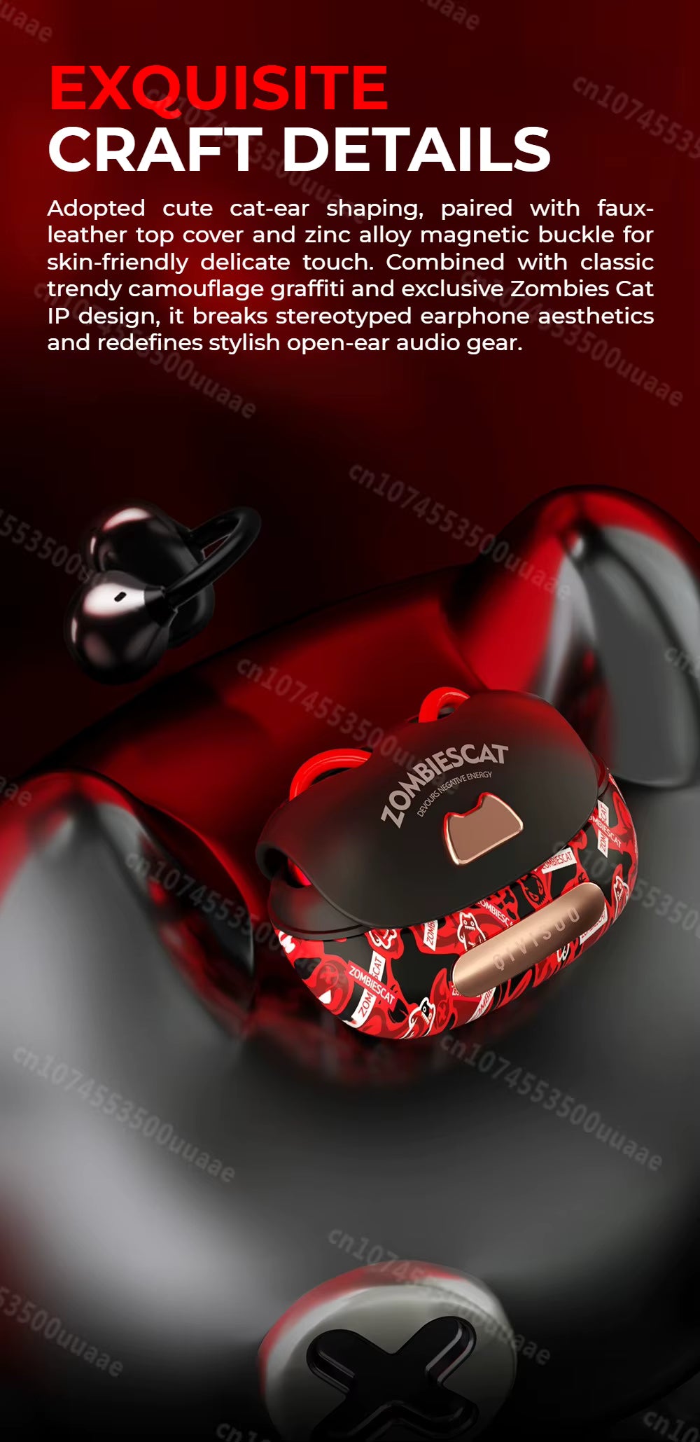 Zombies Cat B23 diseno orejas de gato detalle artesanal