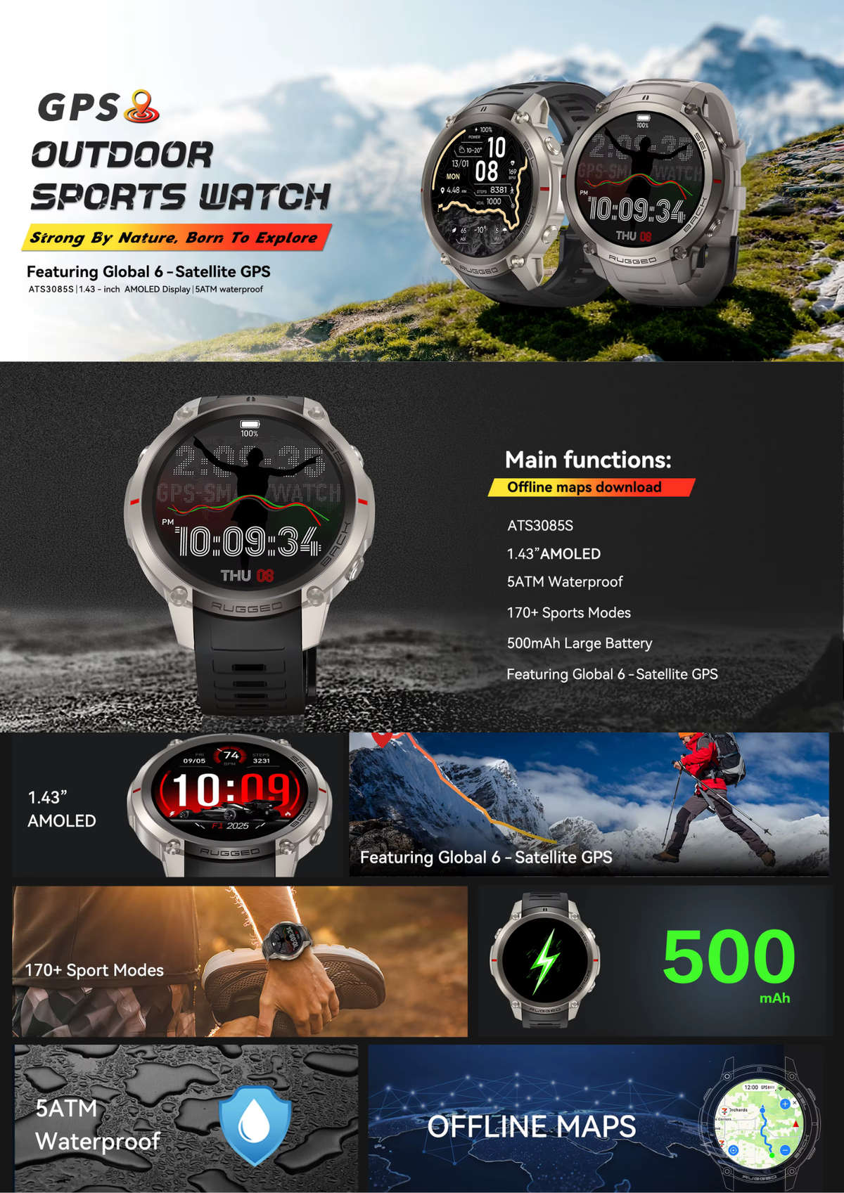 Reloj Inteligente GPS Militar mapa satelital sin conexion