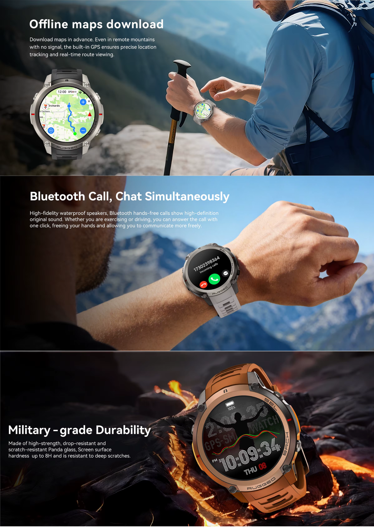 Reloj Inteligente GPS Militar monitoreo de salud frecuencia cardiaca