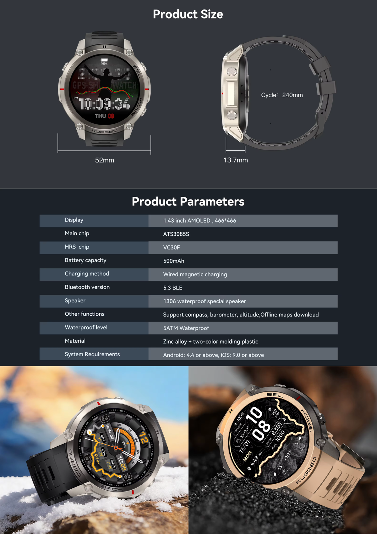 Reloj Inteligente GPS Militar bateria de larga duracion